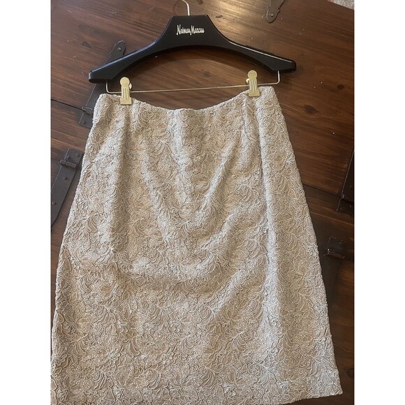 Carmen Marc Valvo Suit Womens Jacket Skirt Gold Wedding Formal VTG 14 - Picture 5 of 10